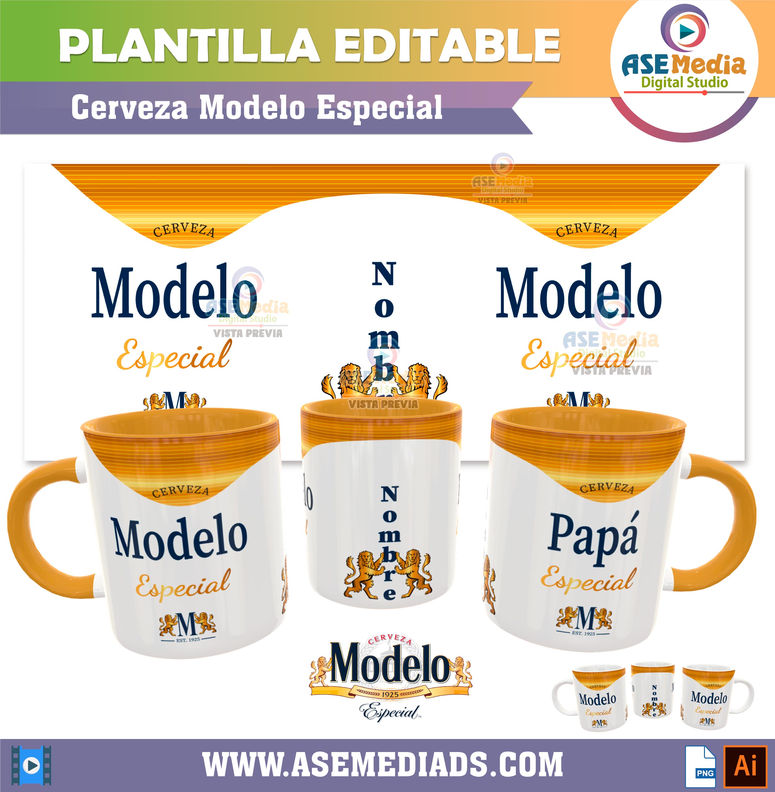 Cerveza Modelo Especial Plantilla Editable para Taza – AseMedia Digital  Studio