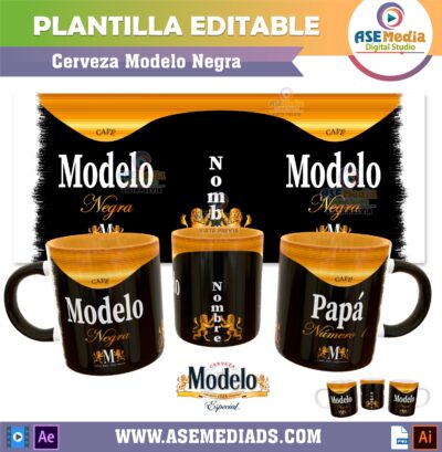 Cerveza Modelo Negra Plantilla Editable para Taza