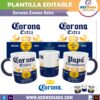 Cerveza Corona Extra Plantilla Editable para Taza