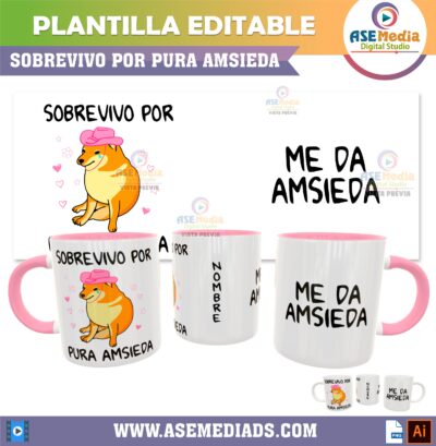Sobrevivo Por Pura Amsieda Plantilla Editable para Taza