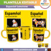 Libro Espamñol Lemcturas Cheems Meme Plantilla Editable para Taza