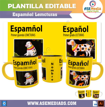Libro Espamñol Lemcturas Cheems Meme Plantilla Editable para Taza