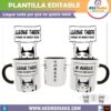 Llegué tarde por que no quería venir Gato Meme Plantilla Editable para Taza