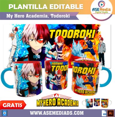My Hero Academia, Todoroki Plantilla Editable para Taza Gratis