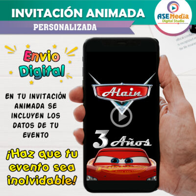 Cars, Rayo McQueen Invitación Animada en Video para Cumpleaños