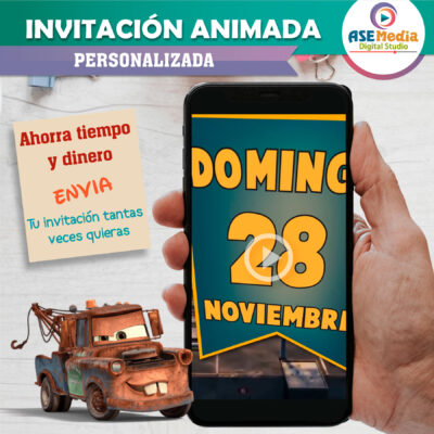 Cars, Rayo McQueen Invitación Animada en Video para Cumpleaños