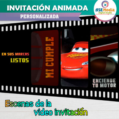 Cars, Rayo McQueen Invitación Animada en Video para Cumpleaños