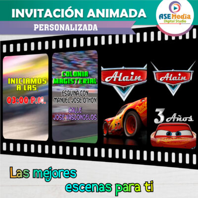 Cars, Rayo McQueen Invitación Animada en Video para Cumpleaños
