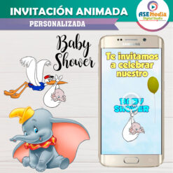 Alternative view of Dumbo, Baby Shower Invitación Animada Personalizada en Video