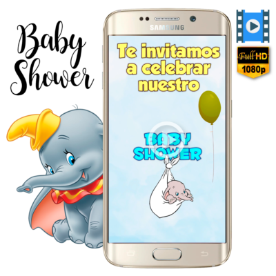 Dumbo, Baby Shower Invitación Animada Personalizada en Video