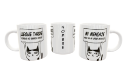 Llegué tarde por que no quería venir Gato Meme Plantilla Editable para Taza