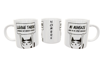 Llegué tarde por que no quería venir Gato Meme Plantilla Editable para Taza