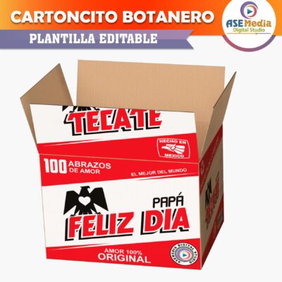 Cartoncito Botanero Tecate Cerveza Plantilla Editable