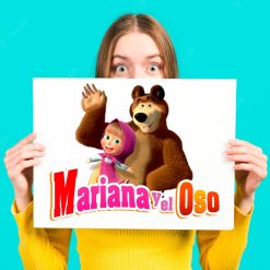 Masha y el Oso Plantilla Editable para Logo Personalizado