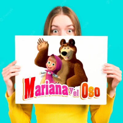 Masha y el Oso Plantilla Editable para Logo Personalizado
