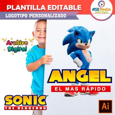 Sonic The Hedgehog Plantilla Editable para Logo Personalizado
