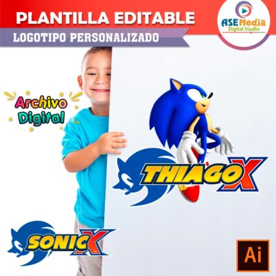 Sonic X Plantilla Editable para Logo Personalizado
