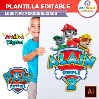 Paw Patrol Plantilla Editable para Logo Personalizado