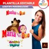 Masha y el Oso Plantilla Editable para Logo Personalizado
