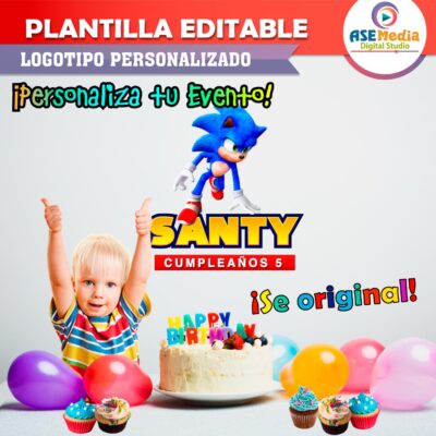 Sonic The Hedgehog Plantilla Editable para Logo Personalizado