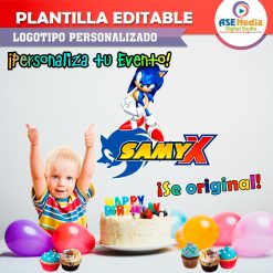 Sonic X Plantilla Editable para Logo Personalizado