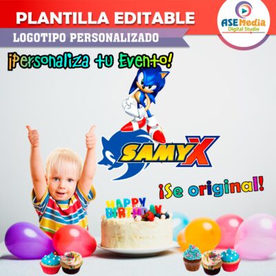 Sonic X Plantilla Editable para Logo Personalizado