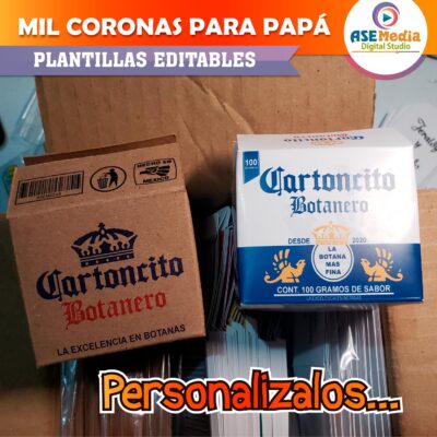Paquete Cartoncitos Botaneros, Etiquetas, Playera, Taza Cerveza Corona Plantillas Editables
