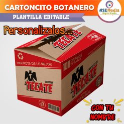 Alternative view of Cartoncito Botanero Tecate Cerveza Plantilla Editable