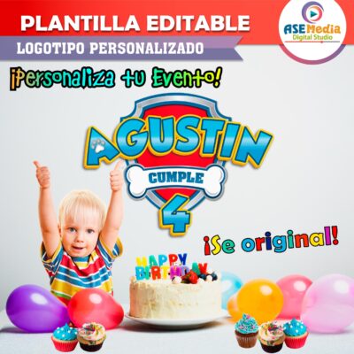Paw Patrol Plantilla Editable para Logo Personalizado
