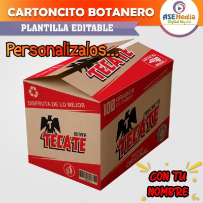 Alternative view of Cartoncito Botanero Tecate Cerveza Plantilla Editable