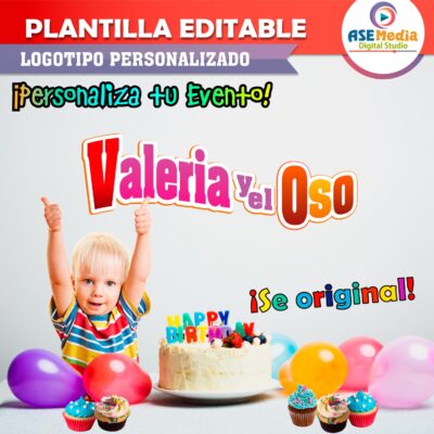 Masha y el Oso Plantilla Editable para Logo Personalizado