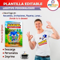 Sonic The Hedgehog Plantilla Editable para Logo Personalizado