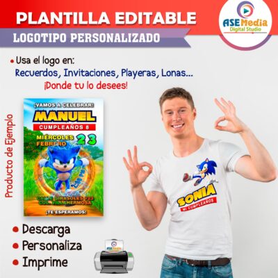 Sonic The Hedgehog Plantilla Editable para Logo Personalizado