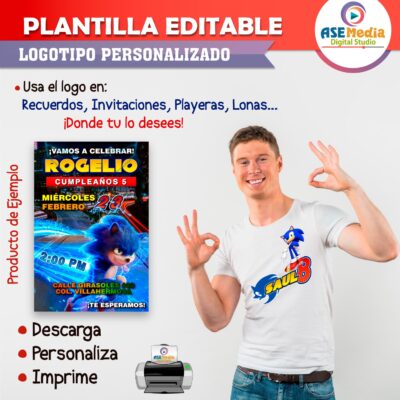 Sonic X Plantilla Editable para Logo Personalizado