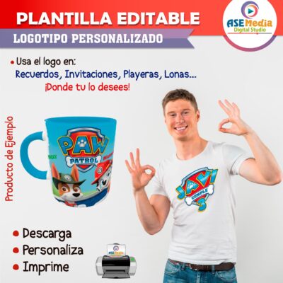 Paw Patrol Plantilla Editable para Logo Personalizado