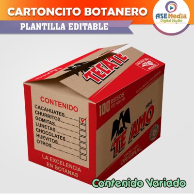 Cartoncito Botanero Tecate Cerveza Plantilla Editable - Imagen 3