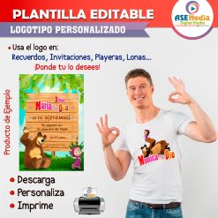 Masha y el Oso Plantilla Editable para Logo Personalizado