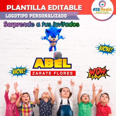 Sonic The Hedgehog Plantilla Editable para Logo Personalizado