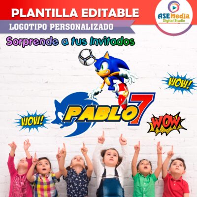 Sonic X Plantilla Editable para Logo Personalizado