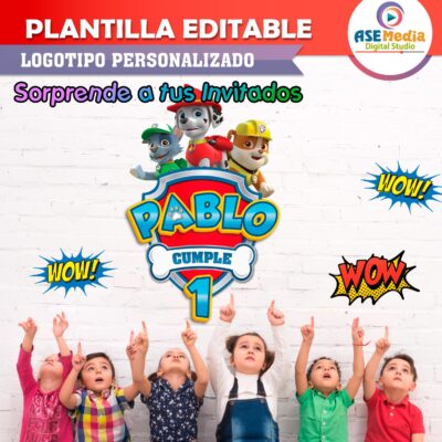 Paw Patrol Plantilla Editable para Logo Personalizado