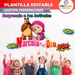 Masha y el Oso Plantilla Editable para Logo Personalizado