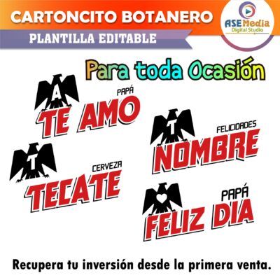 Cartoncito Botanero Tecate Cerveza Plantilla Editable - Imagen 7