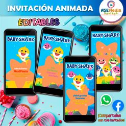 Baby Shark Plantilla Editable de Invitación Animada en Video Gratis