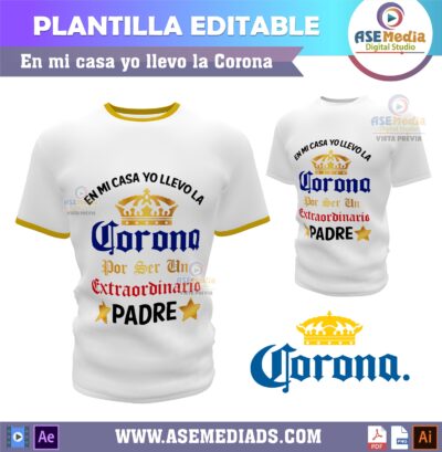 Alternative view of En mi casa yo llevo la Corona Plantilla Editable para Playera T-Shirt