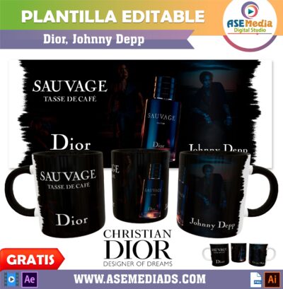 Sauvage Dior, Johnny Depp Plantilla Editable para Taza Gratis