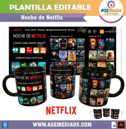 Alternative view of Noches de Netflix Paquete de 6 Plantillas Editables para Tazas