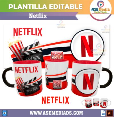 Noches de Netflix Paquete de 6 Plantillas Editables para Tazas - Imagen 3