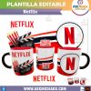 Netflix Plantilla Editable para Taza