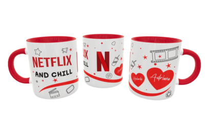 Netflix and Chill Plantilla Editable para Taza