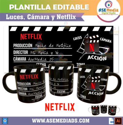 Noches de Netflix Paquete de 6 Plantillas Editables para Tazas - Imagen 5